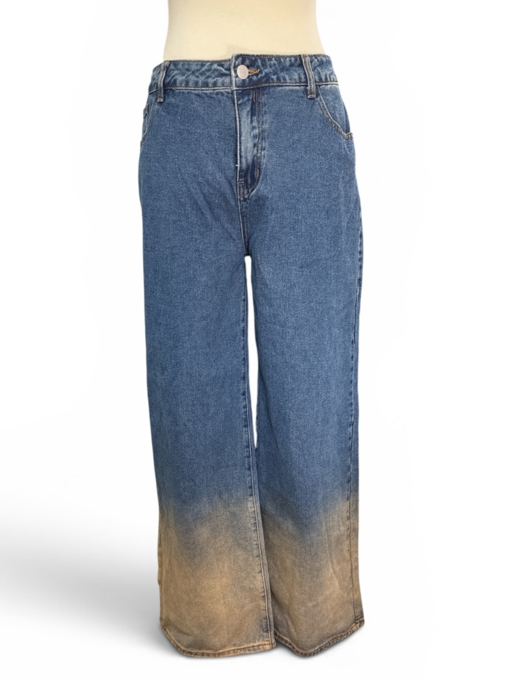 Cider Two-Tone Blue-to-Brown Wide-Leg Jeans #524